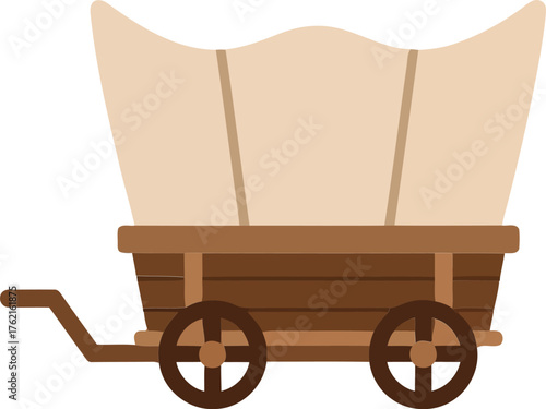 Vintage conestoga wagon icon western pioneer travel transportation history adventure vector