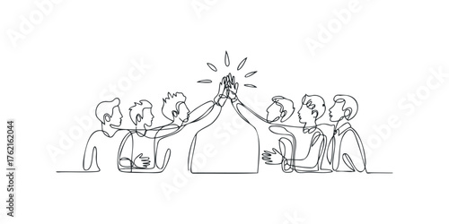 Team celebrating success with high five gesture