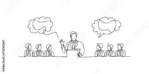 Speaker addressing an audience in a meeting