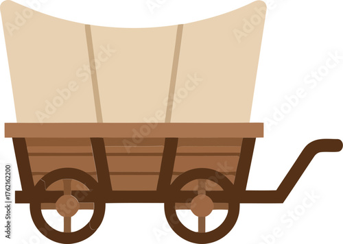 Vintage horse drawn wagon vehicle transportation old west pioneer covered cargo cart vector