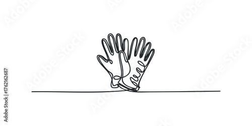 Continuous Line Drawing of Gardening Gloves