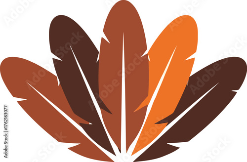 Autumn thanksgiving feather fan abstract vector illustration seasonal autumn foliage decor vector