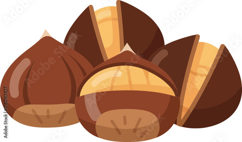 Delicious roasted chestnuts isolated autumn food ingredient healthy snack harvest season vector