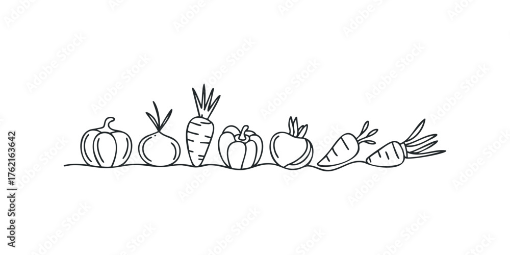 Fototapeta premium Hand drawn vegetables outline on white