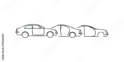 Three cars side profile outline