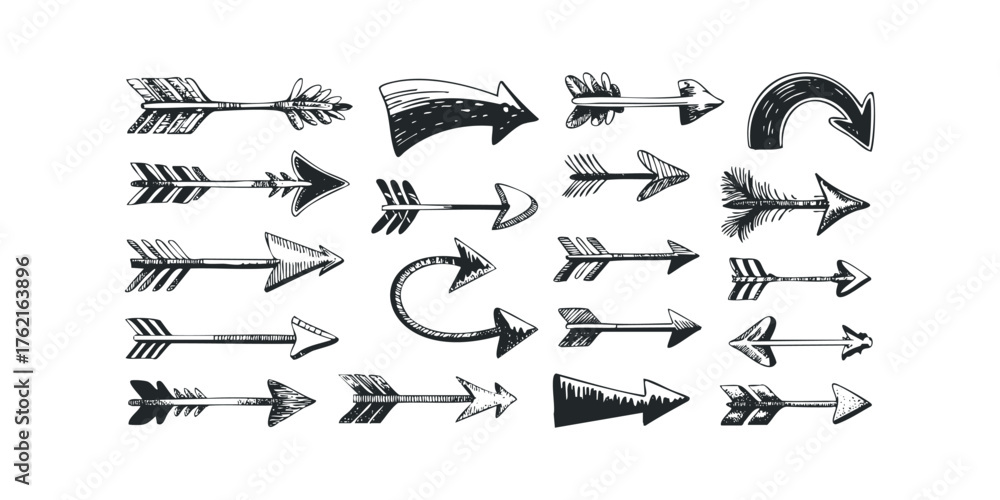 Naklejka premium Hand Drawn Arrow Collection Diverse Styles and Directions