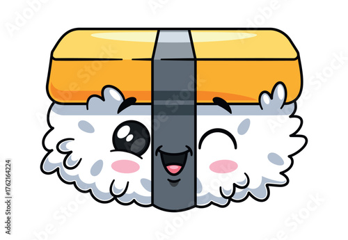 Cute winking sushi kawaii character