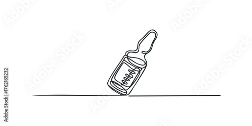 Medical ampoule with liquid drawn with a continuous line
