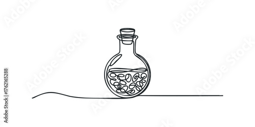Flask with swirling contents on a line