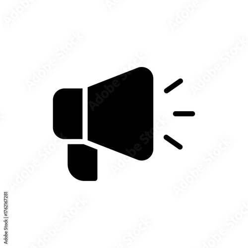 Megaphone icon representing announcement, communication, and marketing promotion, suitable for advertising, public relations, media campaigns, and digital communication design projects