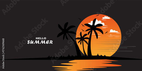 hello summer vector illustration. it is suitable for card, banner, or poster