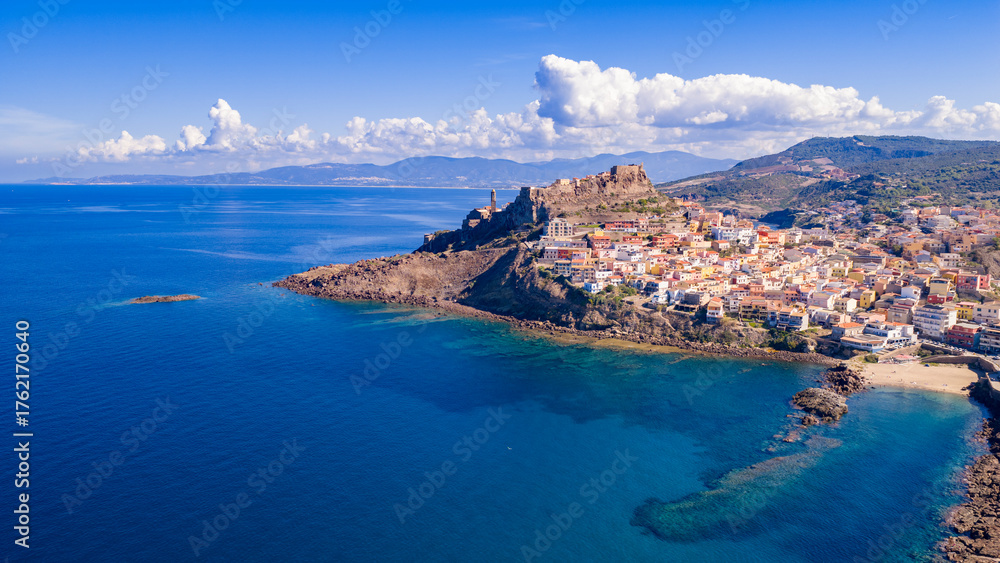 Fototapeta premium Aerial view to Castelsardo, Sassari, Sardinia, Italy