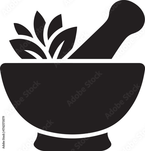 Mortar and pestle symbolizing herbal medicine natural remedies and pharmaceutical preparation iconic symbol for wellness healthcare and traditional healing isolated on transparent background