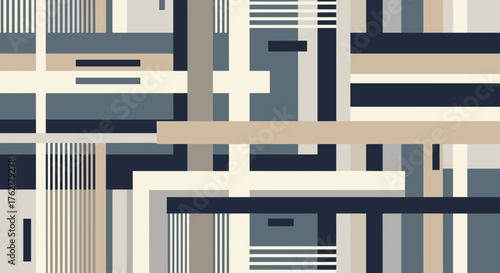 Modern abstract geometric art with elegant neutral colors provides a sophisticated style