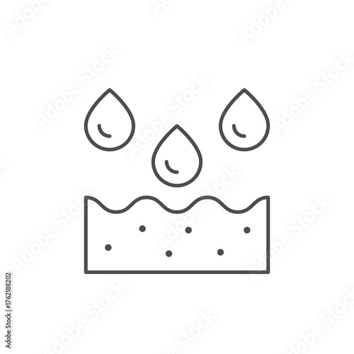 Water and drops line icon