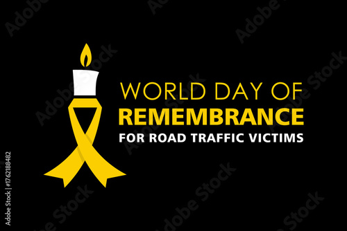 World Day of Remembrance for Road Traffic Victims With Yellow Ribbon and Candle