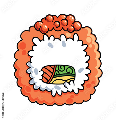 Red caviar sushi oriental snack