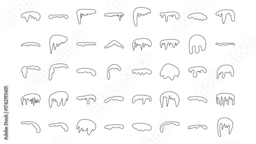 Set of hand-drawn snow caps outline vector