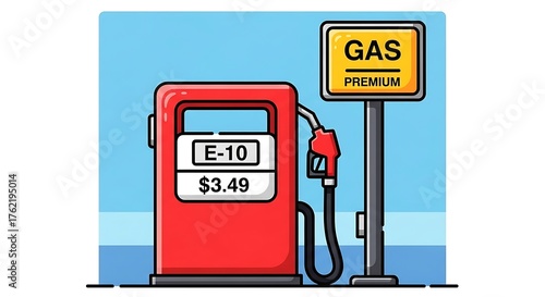 Wallpaper Mural Gas Station Illustration - Fuel Pump and Premium Gas Sign. Torontodigital.ca