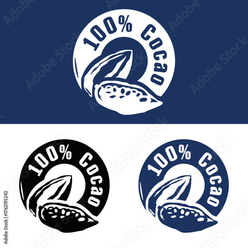 Cacao beans emblem promoting pure natural ingredient Vector