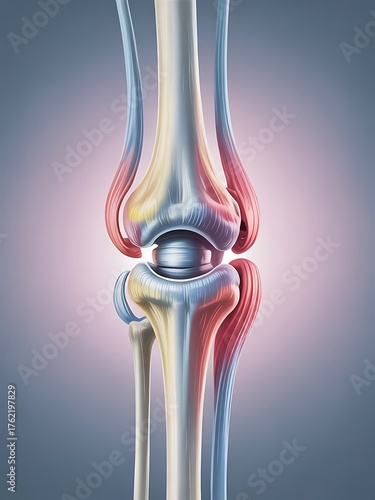 Anatomical illustration of a healthy human knee joint