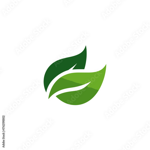 Abstract green leaves icon, stylized nature symbol for eco-friendly design, organic freshness, growth, and environmental sustainability concepts