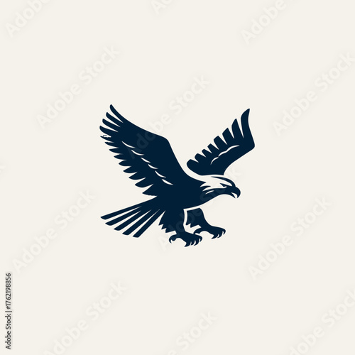 Powerful flying eagle vector graphic illustration. Majestic bird of prey in dynamic flight, symbolizing freedom, strength, and vision.