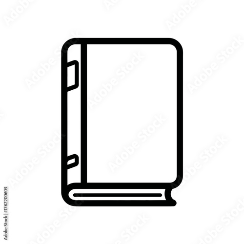 Closed book outline icon vector. Simple linear graphic symbolizing education, reading, learning, knowledge, study, library, and stories.