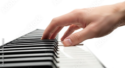 Hand Playing Piano Keys - Musical Expression and Artistic Performance.