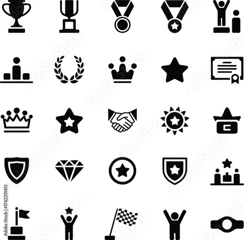 Award and victory icons collection representing success, achievement and winning concepts.