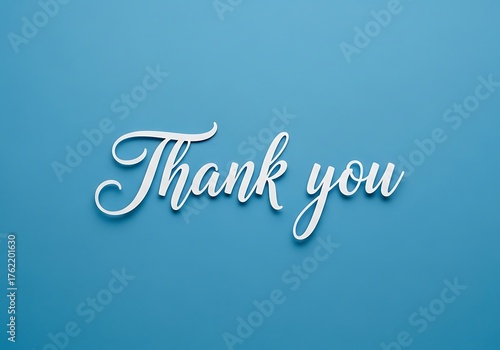 Elegant Thank You Message on Blue Background.