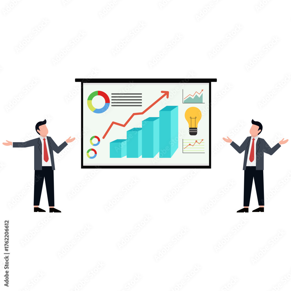 Fototapeta premium Businessman Presenting Graphs and Data in Office Meeting