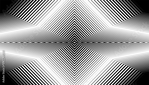 Black and white smooth transition of geometric pattern with illusion effect. For modern digital element. Vector Format Illustration 