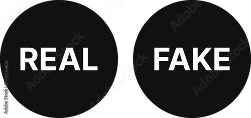 Real and fake icon. Fake and Real grunge rubber stamp. Truth and Lie Concept Badges. accepted denied approved rejected tag vignette