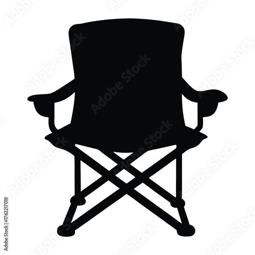 Vector silhouette of a folding camp chair for outdoor adventures
