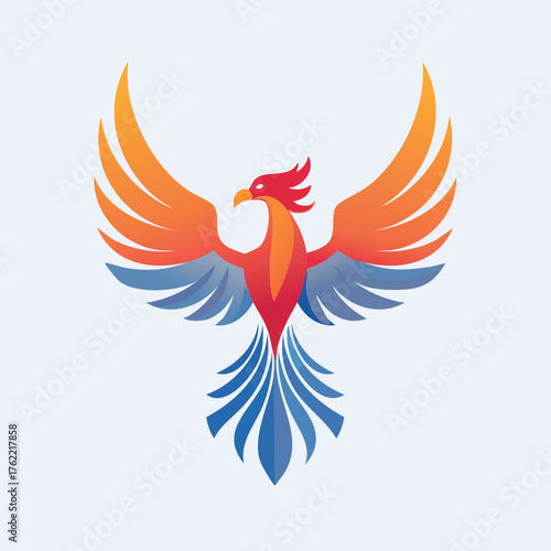 Colorful Phoenix Bird Logo with Open Wings
