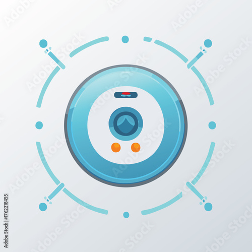 Modern Blue Robotic Vacuum Cleaner Illustration Design