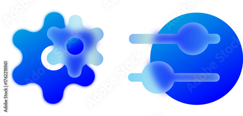 Settings and Adjust Controls Icons in Glassmorphism Style on a Transparent Background.