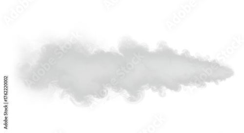 Thick white smoke plume effect transparent PNG cutout, isolated background