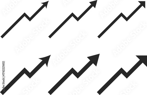 trending icon set. upward trending arrows symbol. Business Growth icons collection. Positive Trend sign