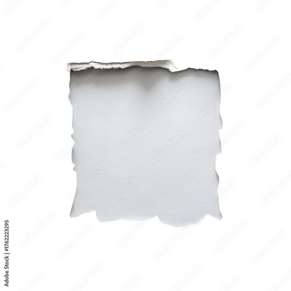 Obraz premium Torn paper fragment with rough edges isolated on white background