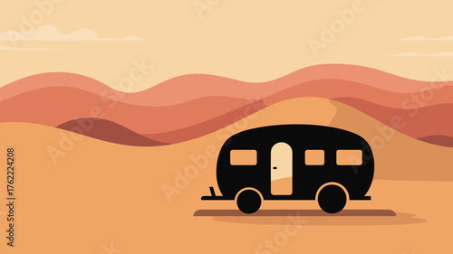Desert Caravan Caravan Trip Silhouette Illustration