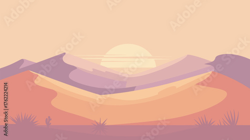 Desert Landscape with Dunes Illustration