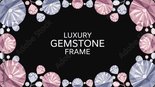 Luxury Gemstone Frame Isolated on Black Background