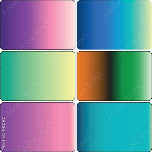 Abstract colorful gradient background collection with rounded corners design elements
