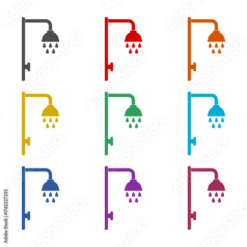 Shower head icon isolated on white background. Set icons colorful