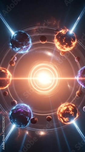 Cosmic Energy Spheres Forming a Celestial Alignment.