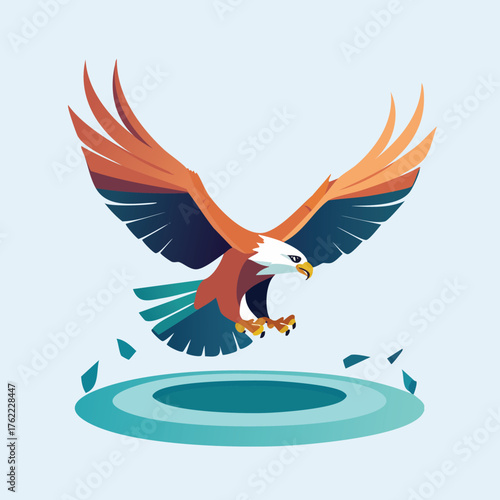 Stylized Eagle with Open Wings in Flight