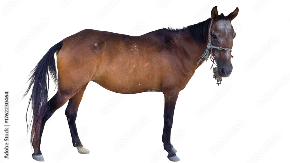 Obraz premium Paso Fino Horse (Equus ferus caballus) Elegant Gaited Breed Standing Outdoors in Nature. Graceful Domestic Horse with Unique Movement for Farm, Culture, and Equine Themes. PNG File