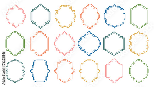 Vintage frames set. Colorful vintage frames on white background. Wedding design elements and decorated borders prints. Vector modern illustration.